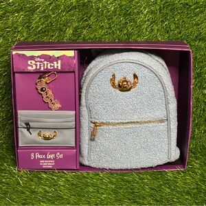 Disney Lilo & Stitch 3 Piece Set Mini Backpack ID Card Wallet Keychain